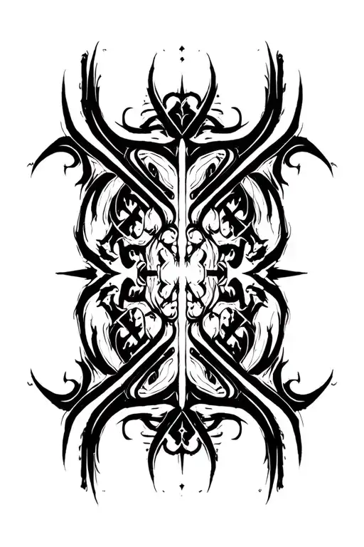 Raw Blackwork Cyber Sigils Gothic Lettering Anatomical Brush Strokes Bold High Contrast Full-BodyHorror tattoo design idea