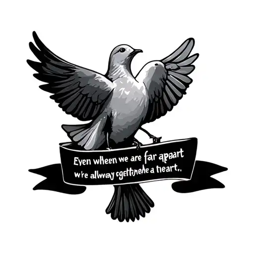 the quote even when we are far apart we're always together at heart with a dove beneath it  tattoo design idea