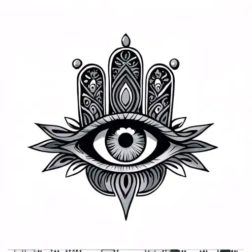 hamsa with all seeing eye inside tattoo design idea