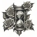 cracked hourglass with rose thorns wrapped tattoo design idea
