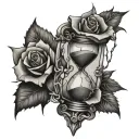 cracked hourglass with rose thorns wrapped tattoo design idea
