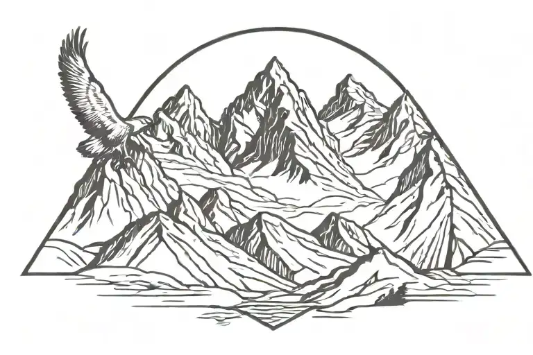 mountain line inside falcon shape tattoo design idea