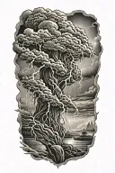 "endure" emerging from thunderstorm tattoo design idea