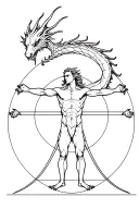 dragon vitruvian man tattoo design idea
