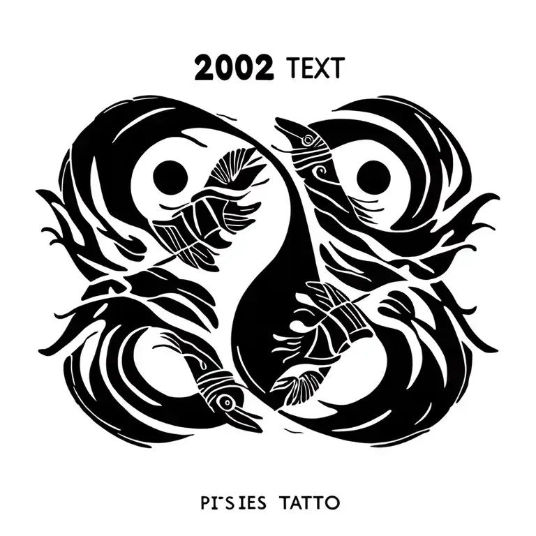 "2002" pisces fish yin yang symbol tattoo design idea