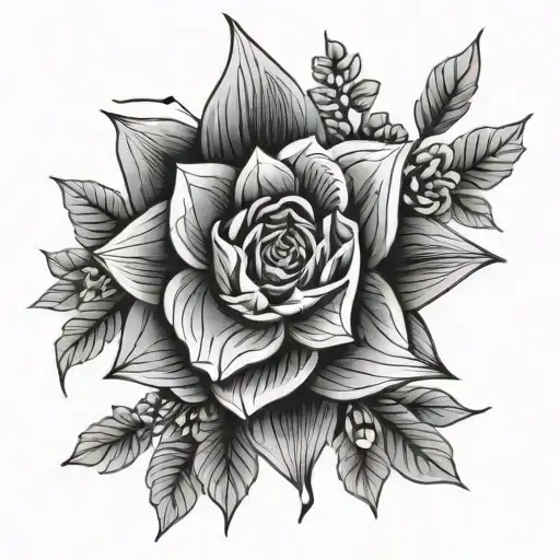 geometric floral tattoo design idea