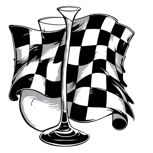 checkered flag hour glass tattoo design idea
