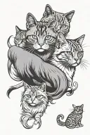 Design a tattoo showcasing the client's love for animals, incorporating their silver and white tabby cats and black gold Persian cat tattoo design idea