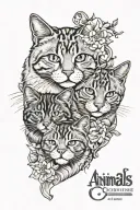 Design a tattoo showcasing the client's love for animals, incorporating their silver and white tabby cats and black gold Persian cat tattoo design idea