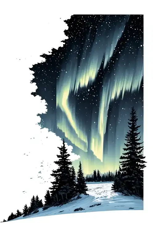 alaska big dipper Northern lights tattoo design idea