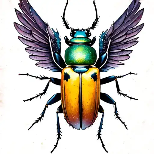 Beetle with open wings tattoo design idea