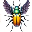 Beetle with open wings tattoo design idea
