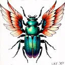 Beetle with open wings tattoo design idea