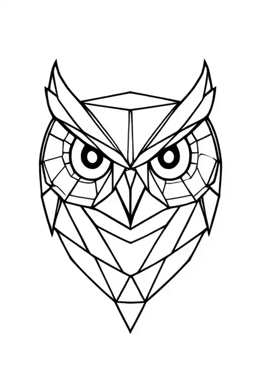 geometric owl head tattoo design idea
