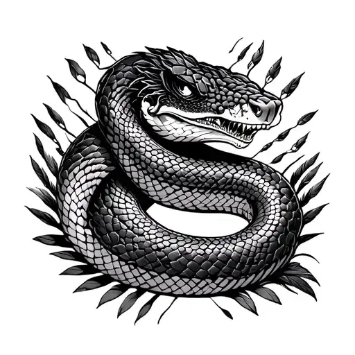 Yacuza style, inspired by the Aztec culture, highlighted the album of life and feathered snake. tattoo design idea