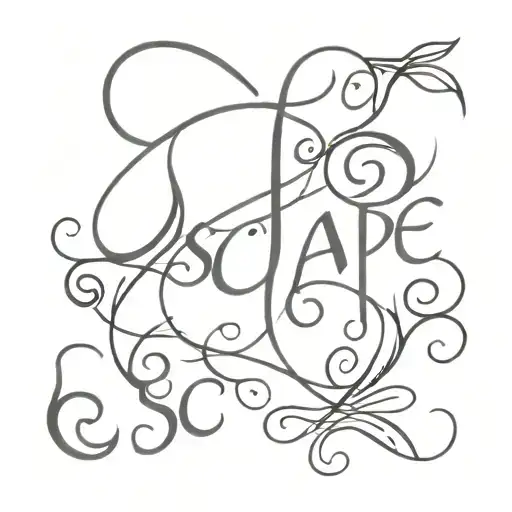 the word escape in swirly smokey font tattoo design idea