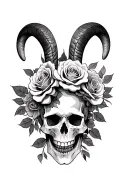 aries+roses+skull tattoo design idea