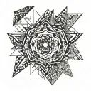 throat tattoo. geometrical tattoo, cubes tattoo design idea