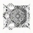 throat tattoo. geometrical tattoo, cubes tattoo design idea