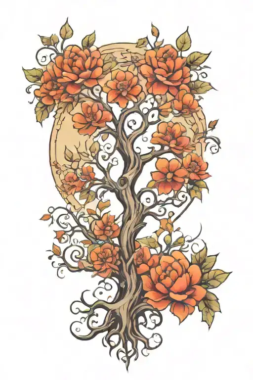 Tree of life half dry half tattoo design idea