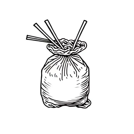 Bag of rice with chopsticks tattoo design idea