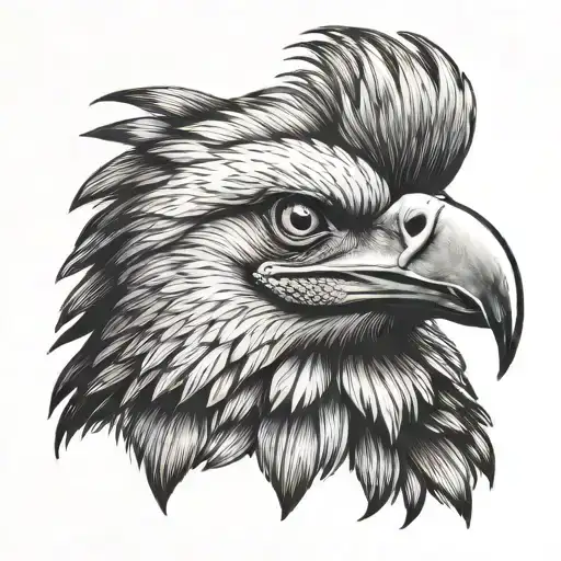 HORNBILL BIRD HEAD FACING INFRONT WITH EAGLE EYES LOGO STYLE tattoo design idea