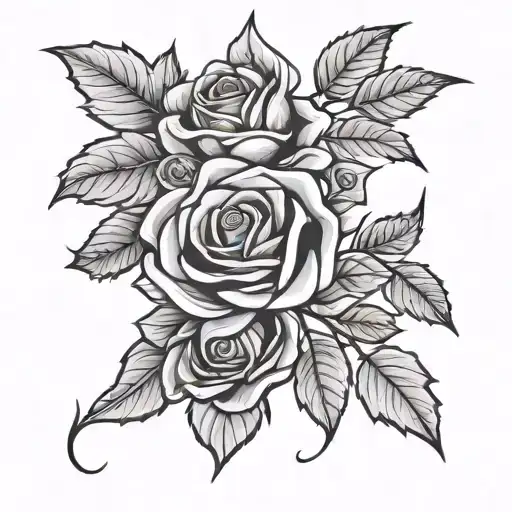 rose, poppy, and holly berry tattoo design idea