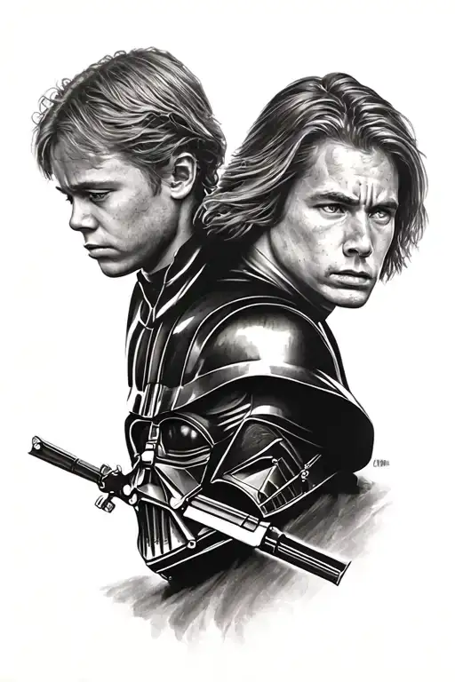 anakin skywalker vs darth vader tattoo design idea