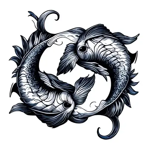 Aquarius and Pisces symbol intertwined tattoo design idea