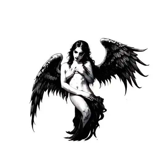 hold me evil angel seductive tattoo design idea