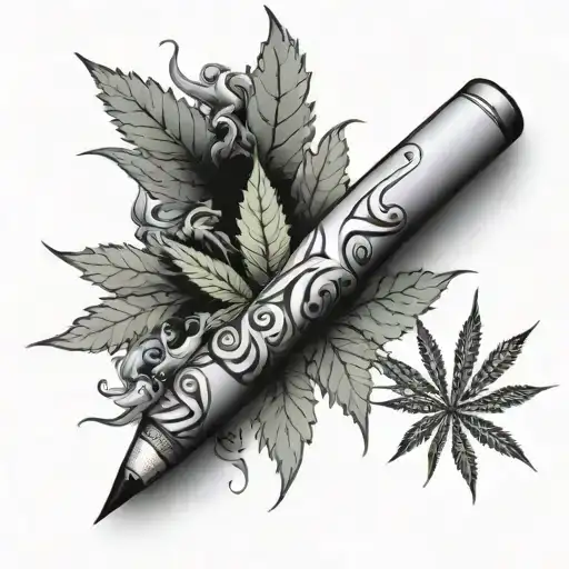 weed blunt and smoke tattoo design idea