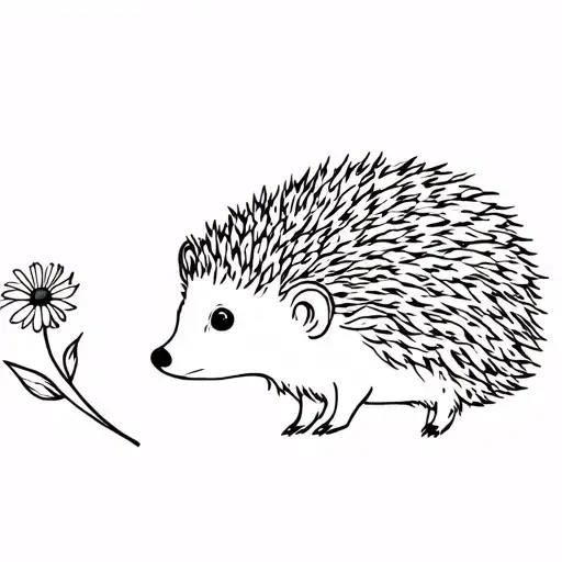hedgehog and cornflower tattoo design idea