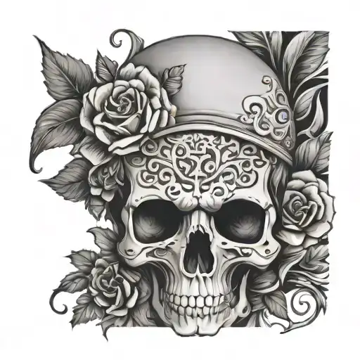 Ayla written lola written skull adorned tattoo design idea