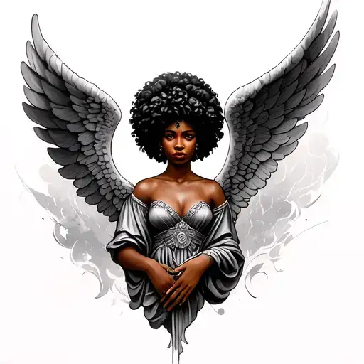 Afro Angel tattoo design idea