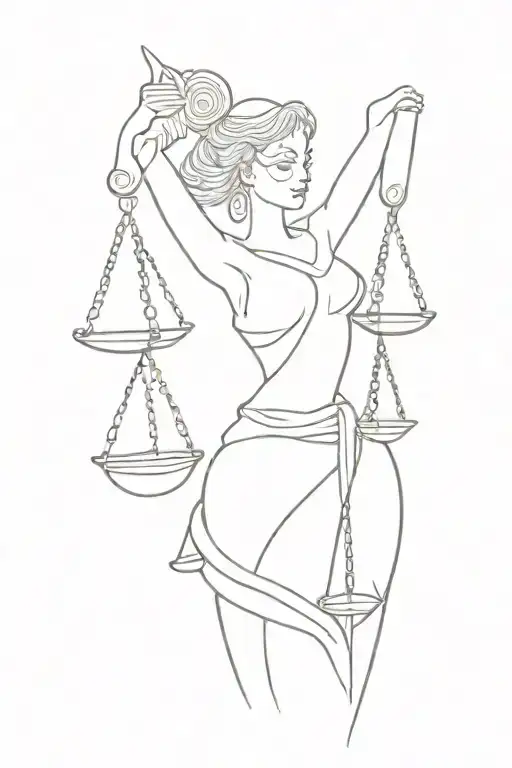 Themis with scales in hand tattoo design idea