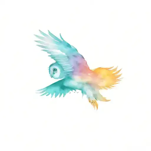 Owl flying tattoo design idea