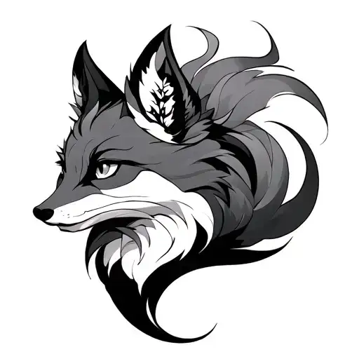 nine tailed fox full body tattoo design idea