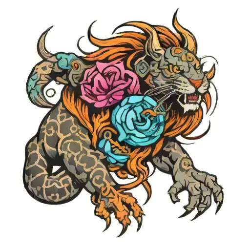 pride fights envy tattoo design idea