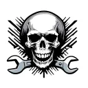skull and wrench crossed tattoo design idea