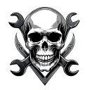 skull and wrench crossed tattoo design idea
