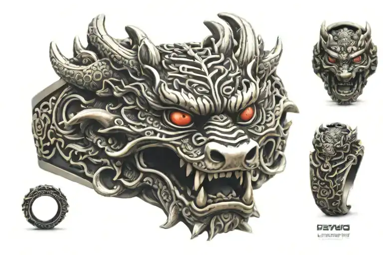 dragon trough ring tattoo design idea