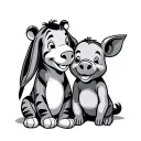 winnie the pooh tigger piglet and eeyore sitting alone tattoo design idea