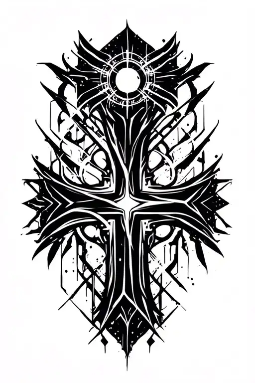 a cyber sigilism cross tattoo design inspired tattoo design idea