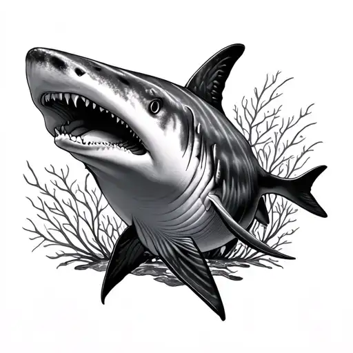 whale shark and sea weed tattoo design idea