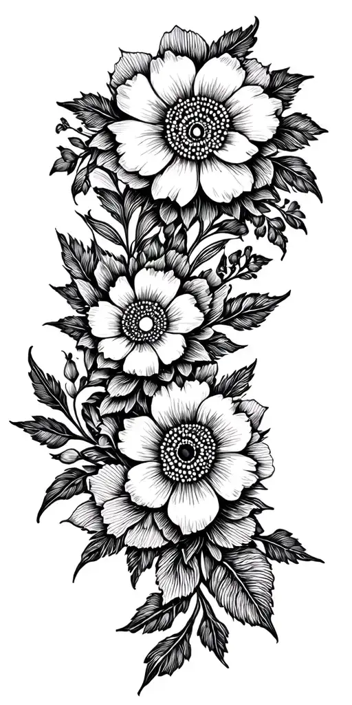 floral patterns tattoo design idea