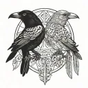 gemini symbol crow tattoo design idea