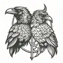 gemini symbol crow tattoo design idea