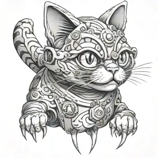 turbo granny cat from dan da dan anime tattoo design idea