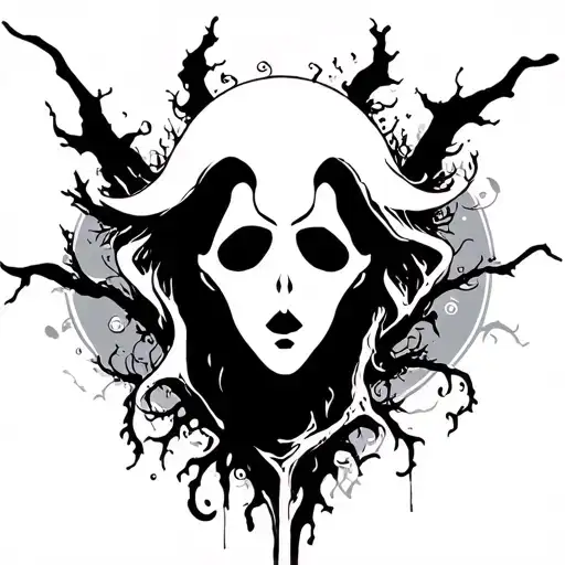 Benevolent ghost silhouette that takes care of me tattoo design idea
