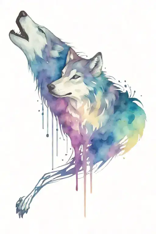 Wolf Cross surrounded my music notes intertwined tattoo design idea